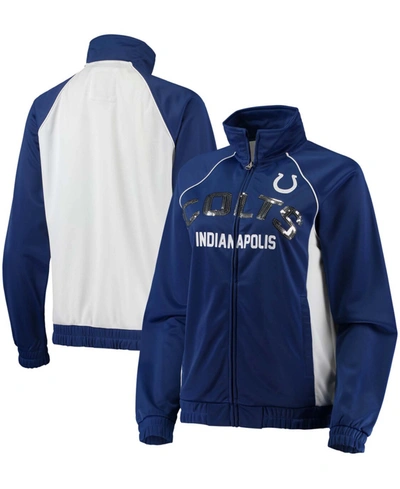 Shop G-iii 4her By Carl Banks Women's Royal, White Indianapolis Colts Backfield Raglan Full-zip Track Jacket In Royal Blue/white