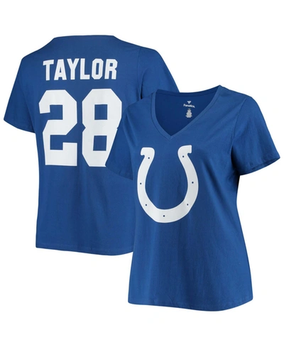 Fanatics Jonathan Taylor Royal Indianapolis Colts Plus Size Fair Catch Name & Number V-neck T-shirt In Royal Blue