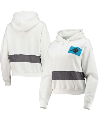 Refried Apparel Women's White Carolina Panthers Crop Dolman Pullover Hoodie In White
