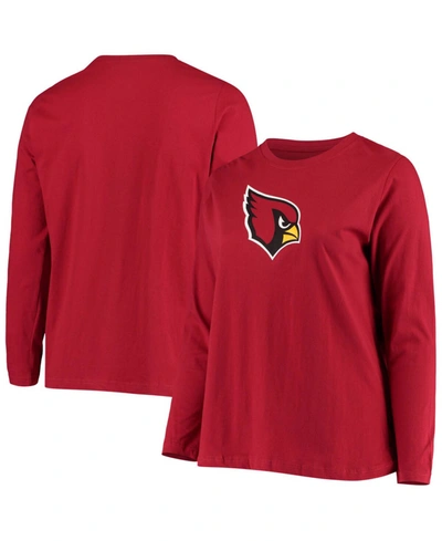 Shop Fanatics Women's Plus Size Cardinal Arizona Cardinals Primary Logo Long Sleeve T-shirt In Burgundy