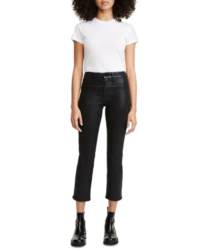 Shop Jen7 By 7 For All Mankind Coated Straight-fit Ankle Jeans In Black Coated