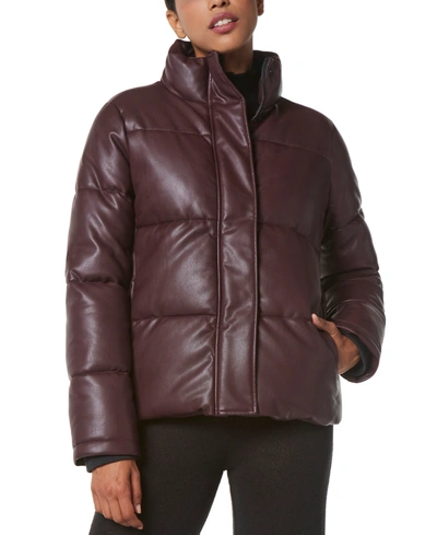 Shop Marc New York Faux-leather Puffer Coat In Wine