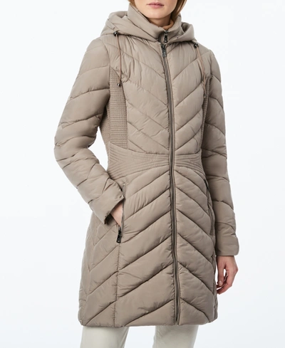 Bernardo Ecoplume Hooded Walker Coat With Removable Bib In Frappe