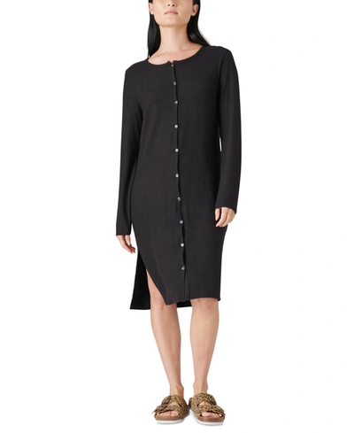 Shop Lucky Brand Ribbed Cardigan Dress In Jet Black