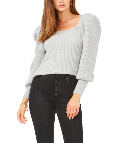 Shop 1.state Long Sleeve Square Neck Sparkle Sweater In Silver Heather