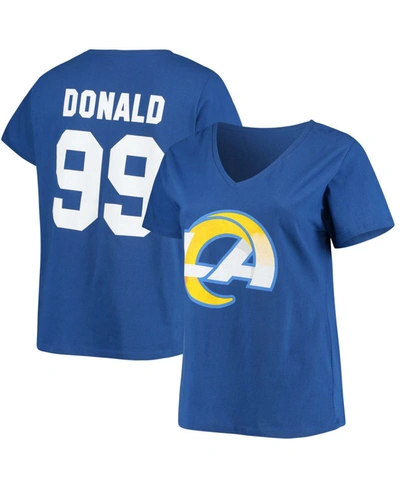 Shop Fanatics Women's Plus Size Aaron Donald Royal Los Angeles Rams Name Number V-neck T-shirt In Royal Blue