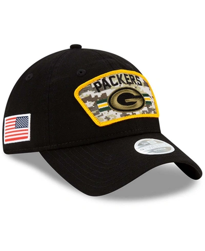 Shop New Era Women's Black Green Bay Packers 2021 Salute To Service 9twenty Adjustable Hat