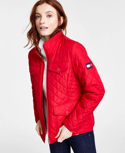 Antarktis Springe skraber Tommy Hilfiger Quilted Zip-up Jacket In Scarlet | ModeSens