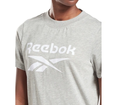 Shop Reebok Women's Logo T-shirt In Grey/white