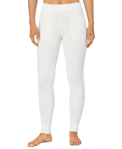 Shop Cuddl Duds Stretch Waffle Thermal Layering Leggings In Ivory