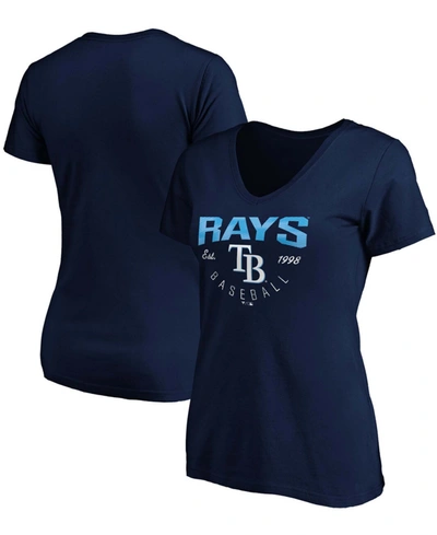 Shop Fanatics Women's Navy Tampa Bay Rays Live For It V-neck T-shirt