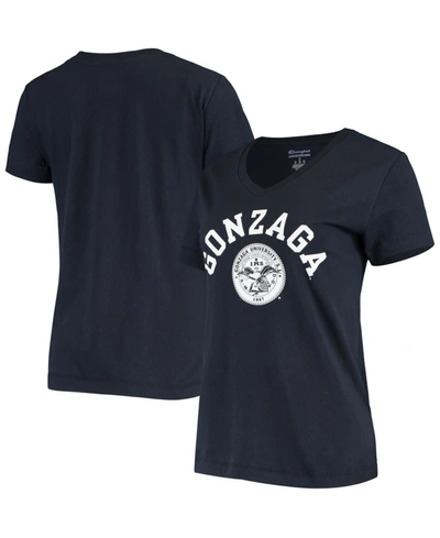 Shop Champion Women's Navy Gonzaga Bulldogs University College Seal V-neck T-shirt