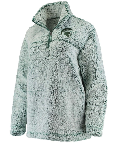 Shop Boxercraft Women's Green Michigan State Spartans Sherpa Super Soft Quarter Zip Pullover Jacket