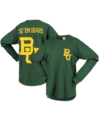 Shop Pressbox Women's Green Baylor Bears Big Shirt Oversized Long Sleeve T-shirt