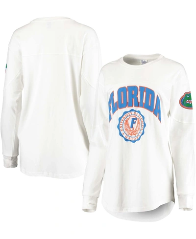 Shop Pressbox Women's White Florida Gators Gator Head Edith Long Sleeve T-shirt