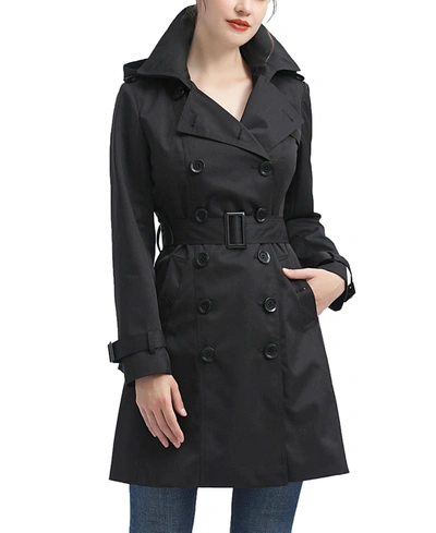 Shop Kimi & Kai Women's Adley Water Resistant Hooded Trench Coat In Black