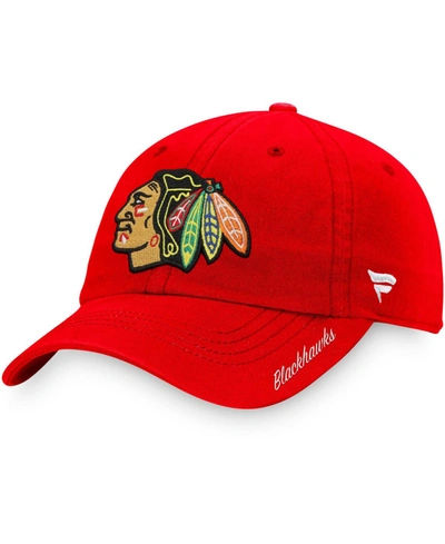 Shop Fanatics Women's Red Chicago Blackhawks Core Primary Logo Adjustable Hat