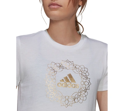 Adidas Originals Adidas Women's Cotton Foil Mandala Graphic T-shirt In  White/gold Metallic | ModeSens