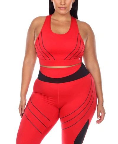 Shop White Mark Plus Size Cut Out Back Mesh Sports Bra In Red