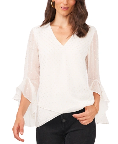 Shop Vince Camuto Clip-dot Bell-sleeve Top In New Ivory