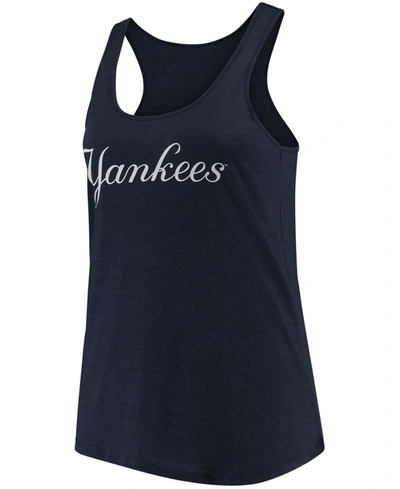 Soft As A Grape Women's Plus Size Navy New York Yankees Swing For The Fences Racerback Tank Top In Navy