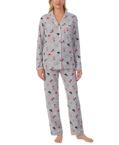 Cuddl Duds Printed Notch collar Pajama Set In Heather Grey Novelty ModeSens