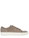 Lanvin Captoe Sneakers In Beige Suede And Leather In Light Grey