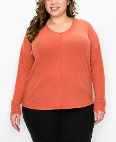 Shop Coin Plus Size Cozy Rib V-neck Dolman Top In Rust