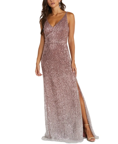 Shop Nightway Ombre Sequin Gown In Rose