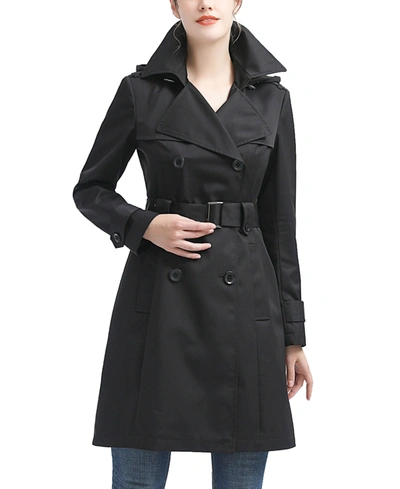 Shop Kimi & Kai Women's Aisha Water Resistant Hooded Trench Coat In Black
