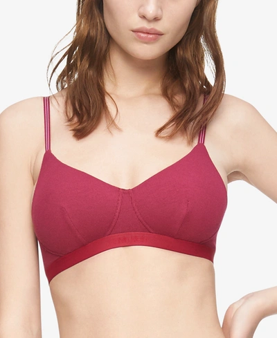 Shop Calvin Klein Women's Pure Ribbed Light Lined Bralette Qf6439 In Rebellious