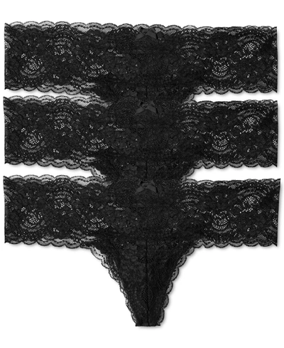 Shop Skarlett Blue Women's Obsessed Lace 3-pk. Thong Underwear 371111mp In Black