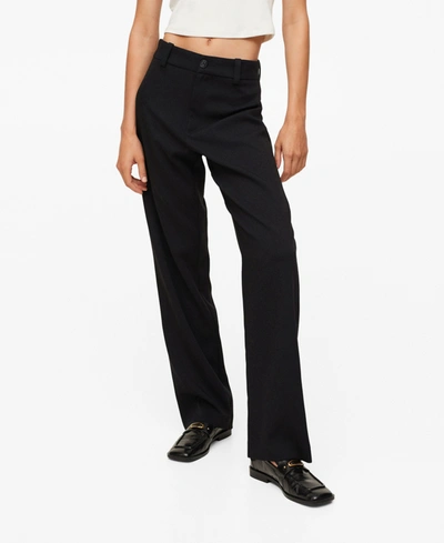 Shop Mango Women's High-waist Straight Pants In Black