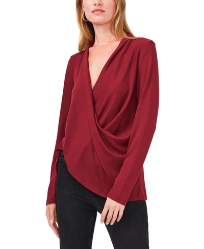 Shop 1.state Long Sleeve Cross Front Cozy Knit Top In Windsor Wine