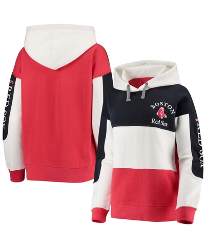Shop Soft As A Grape Women's Navy And Red Boston Red Sox Rugby Pullover Hoodie In Navy/red