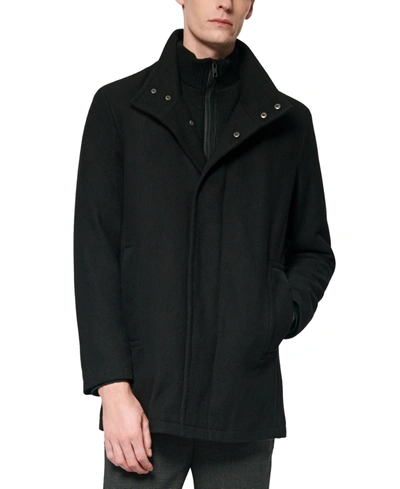 Shop Marc New York Men's Coyle Melton Wool Car Coat With Inset Knit Bib In Black