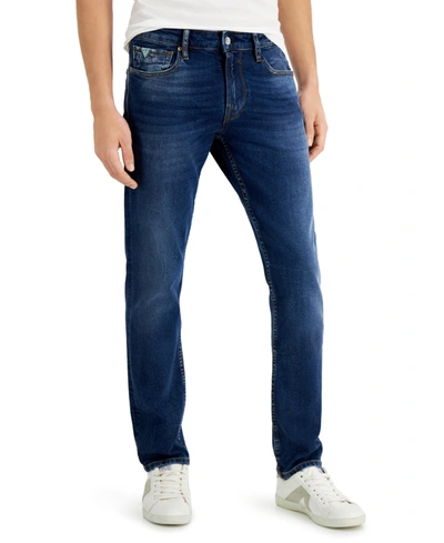 Shop Guess Men's Slim Tapered Jeans In Dark Crinkle Wash