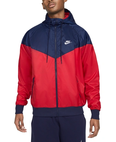 Shop Nike Men's Sportswear Windrunner Jacket In U Red/white
