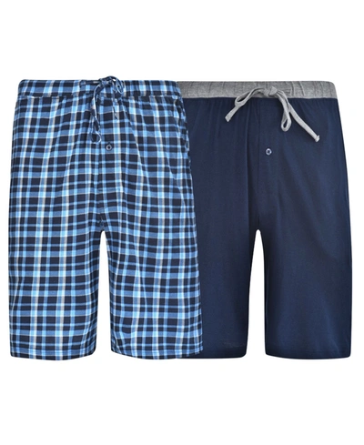 Shop Hanes Men's Big And Tall Knit Jam, 2 Pack In Blue Plaid/bright Navy