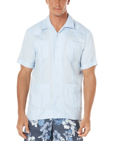 Shop Cubavera Men's Big & Tall Short-sleeve 4-pocket 100% Linen Guayabera Shirt In Blue