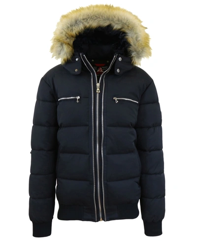 Shop Galaxy By Harvic Men's Heavyweight Jacket With Detachable Faux Fur Hood In Black
