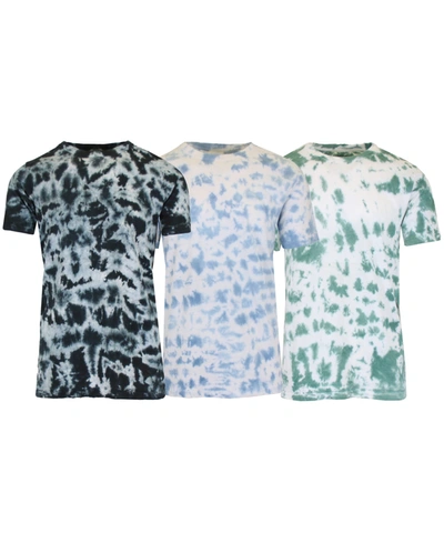 Shop Galaxy By Harvic Men's Short Sleeve Tie-dye Printed T-shirt, 3 Piece Set In Black/blue/kelly Green