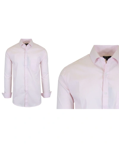Shop Galaxy By Harvic Men's Quick Dry Performance Stretch Dress Shirts In Pink/white -