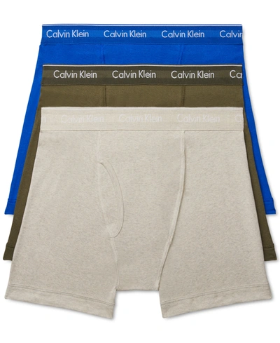 Shop Calvin Klein Men's 3-pack Cotton Classics Boxer Briefs In Royalty/strawberry Shake/flax Heather