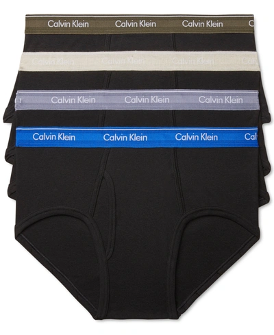 Shop Calvin Klein Men's 4-pack Cotton Classic Briefs In Black W/ Multi Bands