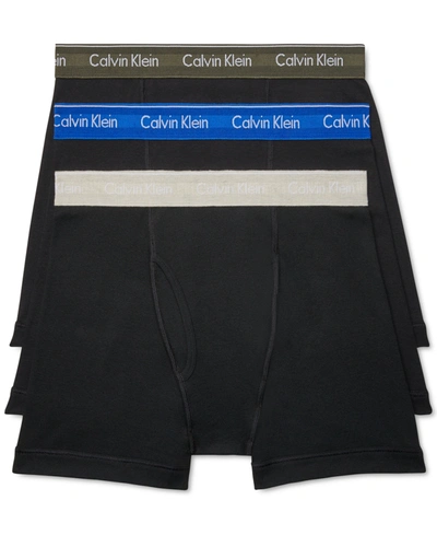 Shop Calvin Klein Men's 3-pack Cotton Classics Boxer Briefs In Black Bodies W/ Royalty/strawberry Shak