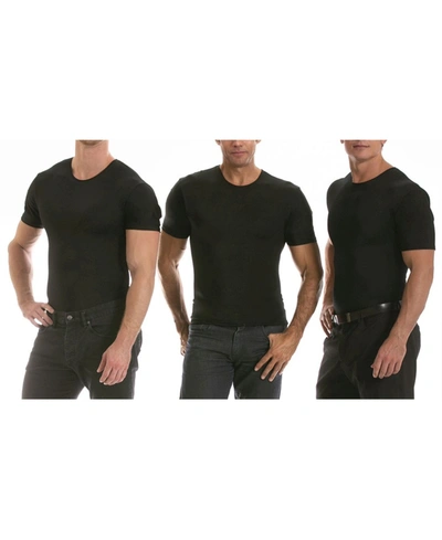 Shop Instaslim Men's Big & Tall Insta Slim 3 Pack Compression Short Sleeve Crew-neck T-shirts In Black