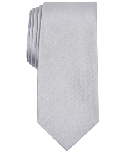 Shop Alfani Men's Metallic Texture Slim Tie, Created For Macy's In Silver