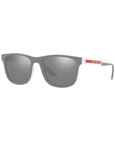 Shop Prada Men's Polarized Sunglasses, Ps 04xs 54 In Grey Rubber/white/polar Grey Mirror Silv