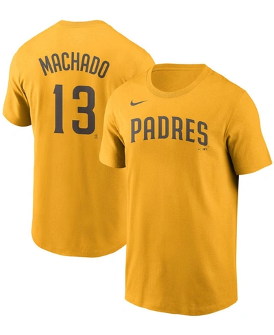 Nike Men's Manny Machado Gold San Diego Padres Fuse Name Number T-shirt In Gold